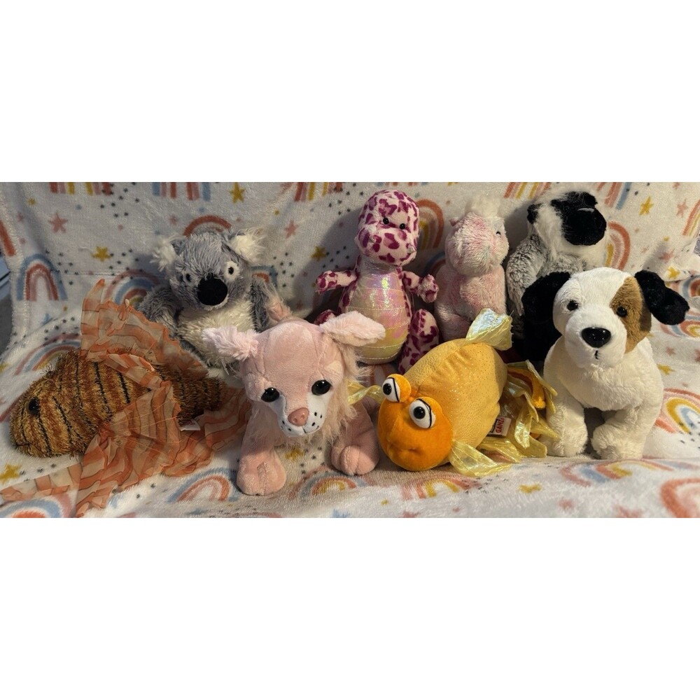 Lot If 8 Webkinz No Codes Spotty Dinosaur Jack Russell Grey Langur chi Chi Chi..